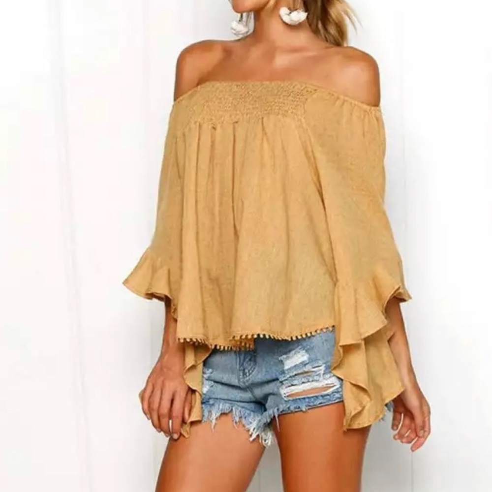 Yellow off the shoulder blouse - Picture 3 of 6